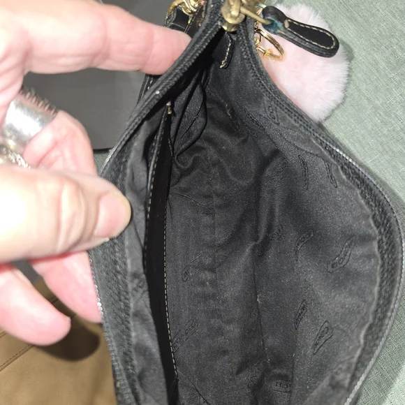 Coach Black Leather Shoulder Bag with Gold Accents - Picture 4 of 5